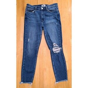 PAIGE Denim Company Blue Jeans Destructed Hoxton Ankle Size/Waist 31